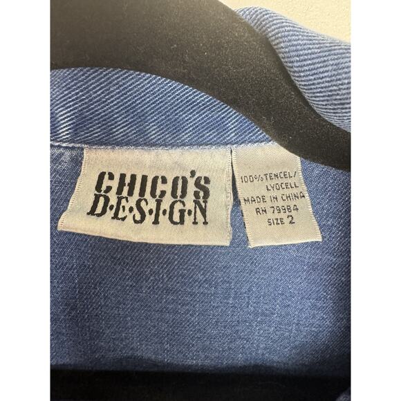Chico's Design Womens Snap Up Long Sleeve Blue Denim Jeans Jacket Size 2 - Picture 8 of 9